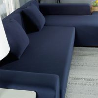万能弹力全包沙发套罩四季通用组合型沙发垫全盖皮沙发罩套布艺 藏青色(送抱枕套) S码(沙发长度90-140cm适用,
