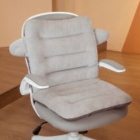 [只卖坐垫]办公室久坐靠垫坐垫腰靠一体半包围椅子垫子学生宿舍 天鹅绒[浅灰]椅子不卖 45*85cm[办公椅推荐]