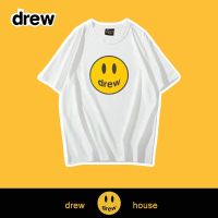 DREW贾斯汀比伯同款夏季潮牌笑脸短袖情侣装男女T恤宽松高街百搭 白色 S