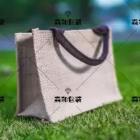 MUJI同款饭盒袋旅行袋ins简约提手袋女潮学生文艺复古亚麻环保袋 (包芯提手)小号22*16*12