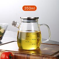 耐高温玻璃油瓶调味瓶防漏油酱瓶家用调味罐酱油醋调料壶装油瓶 总容量400毫升短嘴油壶