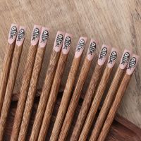 原木高档筷子 无漆无蜡鸡翅木家用木筷 防滑防霉专人专用圆头木块 鸡翅木(年年有鱼粉色)长24cm 家用简装6双