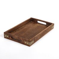 实木茶盘家用长方形茶具托盘水杯托盘茶托日式复古茶托盘特价清仓 复古小号30.2*20.2*4CM