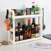 塑料组装拼接可拆卸简易厨房置物架调味料用品酱料收纳架双层厨架 白色_