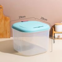 米桶厨房防潮20斤塑料米缸收纳箱子12斤防虫大米面粉储物箱装米盒 蓝色 加厚款可放置12斤米桶[送量杯]