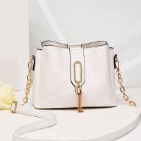 包包女2021新款水桶包仿真皮小方包多隔层时尚百搭休闲单肩斜挎包 白色