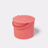 收纳桶带盖多用桶塑料桶钓鱼水桶洗澡桶可坐加厚手提多功能家用桶 大红色 中号26cm高