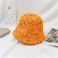 草编帽子女日系百搭沙滩草帽圆脸大脸显瘦水桶帽新款防晒太阳帽潮 黄色