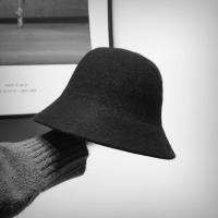 羊毛呢渔夫帽子女秋冬日系韩版潮牌素颜英伦盆帽百搭显脸小水桶帽 黑色 可调节