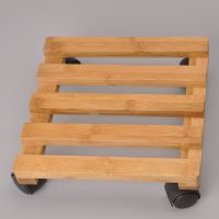 实木移动底座万向轮带刹车正方形长方形花盆托盘底座带滚轮客厅 楠竹21*21承重20公斤