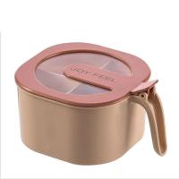 调料盒多功能厨房用品带盖盒糖盐罐调味品家用带勺佐料收纳盒套装 粉色方形四格调味盒+勺子