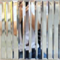 自粘长条磨边马赛克镜面水晶玻璃镜条墙贴影视背景墙瓷砖KTV包柱 长条银钻 不带背胶款