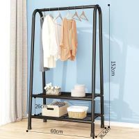 挂衣架卧室内简易晾衣架落地折叠家用置物学生宿舍晒衣服收纳杆子 60cm-黑色双层网