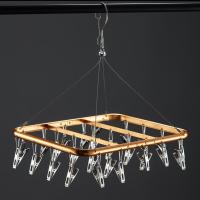 铝合金防风袜子架不生锈婴儿衣架多夹子衣夹内衣架挂钩晾袜子神器 土豪金26夹铝合金(32*32)