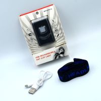 3LED感应夹帽头灯夜钓灯钓鱼帽檐灯超亮可充电头戴式帽灯锂电池 黑色