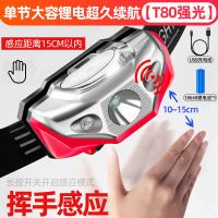 LED 头灯超亮可充电头戴式强光感应特亮手电筒小型便携式夜钓鱼灯 轻便式爆亮感应头灯[超长续航] [八十W普光]单锂电2