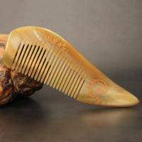 牛角梳子天然长直发卷发梳子女家用十二生肖雕刻花牛角梳女送礼 牛角梳生肖猴1-25 12cm左右