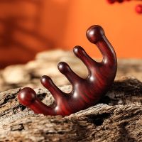 艾诺琪五齿经络梳头部按摩梳手柄正宗绿檀整木防中医脱发头疗梳子 大圆齿按摩梳 檀木