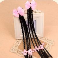 韩版蝴蝶结儿童额头辫发饰女童配饰公主饰品古装头饰宝宝假发辫子 粉色小蝴蝶结款[一对]