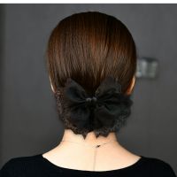 头花女职业盘发网兜空姐发卡饰品头饰发套发夹高档护士发网女空乘 黑色 配粗网