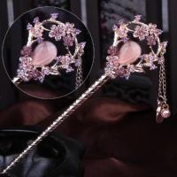 彼岸花发簪古风汉服配饰古典宫廷流苏步摇百搭盘发簪子发饰品发钗 镜花水月紫色 猫眼石发簪