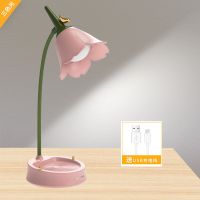 少女心护眼小台灯led书桌宿舍学生学习专用充电插电卧室床头阅读 粉色 普通款 送USB线