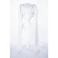 万用cosplay假发双马尾马尾收脸黑白彩色假发长发80cm动漫 1.白色 马尾一只