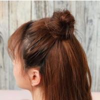 半丸子头假发包 假发女小丸子头 小发包小号盘发器 迷你蓬松自然 自然黑 真人发丝