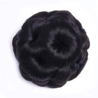 假发发圈发包盘头花九朵花女生盘发丸子头发包抓夹式花苞头9朵花 自然黑 无钻款