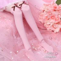 夜萝莉60cm叶罗丽娃娃换装可爱袜子3分bjd娃用蕾丝花边长筒袜套装 粉色蝴蝶结袜 50\60厘米娃娃袜子