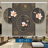 新中式卷帘窗帘升降遮光办公室背景挂画客厅免打孔电动遮阳手拉帘 QT-01