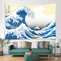 和风浮世绘墙布海浪挂布ins日式装饰物卧室背景布装饰画宿舍墙布 浮世绘-冲浪 1.01米*0.71米收藏送安装包