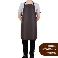 皮革防水围裙防油耐酸碱菜市场水产软皮围兜厨房中长款pvc工作服 棕色 78*66cm[加厚款]
