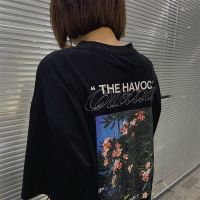 HARSH AND CEUEL 复古街头摄影印花短袖t恤男女情侣宽松半袖ins潮 黑色 M 90斤左右