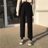 直筒牛仔裤女高腰显瘦百搭春秋季新款白色宽松韩版学生阔腿裤长裤 A16#黑色[直筒] XS 码