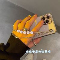ins风电镀珍珠手链小米11/10青春版/cc9e手机壳10s女小米8潮 银边软壳+四芒星手链 小米11U