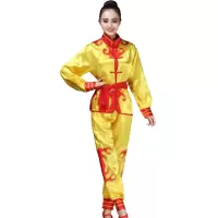 打鼓服演出服装腰鼓服装舞龙服装舞狮衣服武术表演威风锣鼓龙灯服 黄色 160[建议体重90-105斤左右]