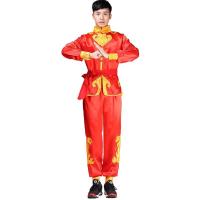 舞龙服装女打鼓服演出服装男腰鼓队服装龙灯服舞龙舞狮威风锣鼓服 红色 成人200(适合体重180-220)