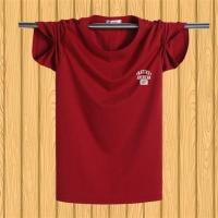 夏季短袖t恤男冰丝宽松男士半袖胖子上衣加肥加大码体恤男装潮流 酒红1997圆短 5XL[建议180-200斤]