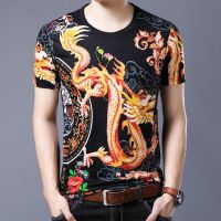 中国风龙图案短袖t恤古惑仔黑社会男装体恤休闲花纹身汗衫上衣服 165/84A