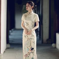 新款复古气质年轻款2021年改良连衣裙高端老上海少女夏季长款旗袍 花样年华 S