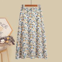 韩版宽松半身裙套装女2021款高腰显瘦不规则T恤碎花裙遮肚两件套 花色半身裙[单件] S 100斤含以下