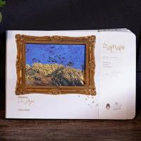 会动的油画创意梵高AR手帐本印象派星空复古涂色减压空白笔记本子 群飞的麦田 送中性笔+明信片