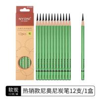 尼奥尼炭笔美术笔素描炭铅笔套装初学者画画绘画笔软中硬碳笔 [软]12支/1盒装[款]