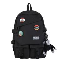 书包女韩版原宿ulzzang高中大学生初中生撞色ins可爱大容量双肩包 黑色普通版 双肩包无礼物