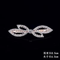 韩版蝴蝶结水晶发夹镶钻顶夹头饰发饰合金盘发水钻弹簧夹马尾夹 交叉蝴蝶款(模特主图款)图案长8CM
