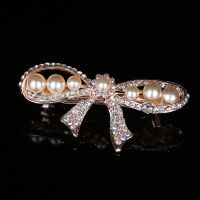韩国顶夹水晶水钻发夹后脑勺横夹发卡刘海碎发头饰发饰品 670# 珍珠领结