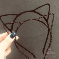 新款可爱的猫耳朵发箍超萌韩国甜美发卡压头箍细发饰头饰洗脸 黑色