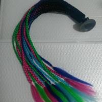 脏辫摩托车头盔小辫子男女机车马尾辫电动车脏辫马尾机车辫子假发 12根多色潮辫吸盘