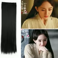 古装假发新款髻古代小龙女仙女一片式假发长发接五卡式超长直发片 黑色长80cm发片